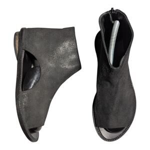 Walk by Anat Dahari Black Leather Handmade Open Toe Closed Heel Sandals 37 6.5